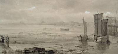 Seashore Study: Low Tide, with Fishing Boats and Fisherfolk by William Collins